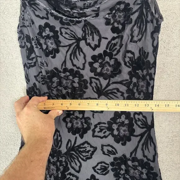 Eva Blue Size S Maxi Velvet Burnout Dress Whimsigoth Gothic Vamp Dark Fairy 90s - Picture 8 of 16